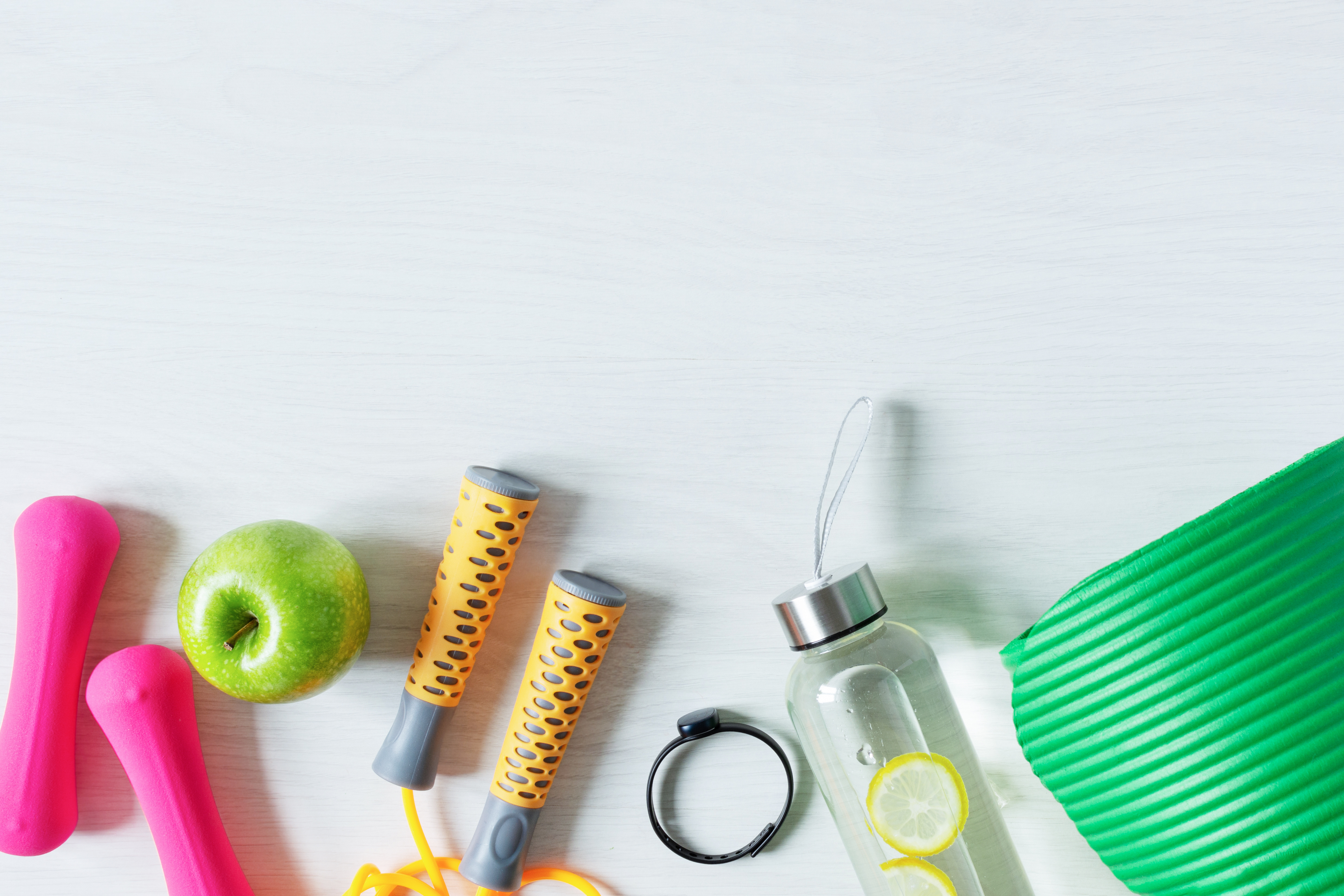 Fitness Accessories on a White Background